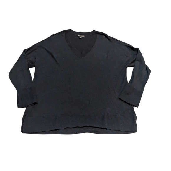 Banana Republic Black V-Neck Sweater Merino Wool XXL Drop Shoulder Minimalism - Picture 1 of 4